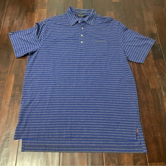 Polo Golf Ralph Lauren Stretch Lisle Blue and Gray Striped Size XL - Picture 1 of 6